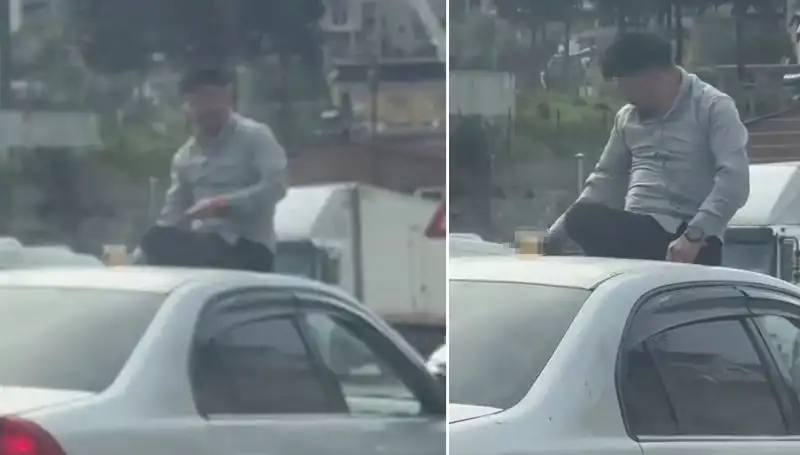 Trafikte Şaşkınlık Yaratan Olay: Otomobil Üzerinde Alem Yapanlar!