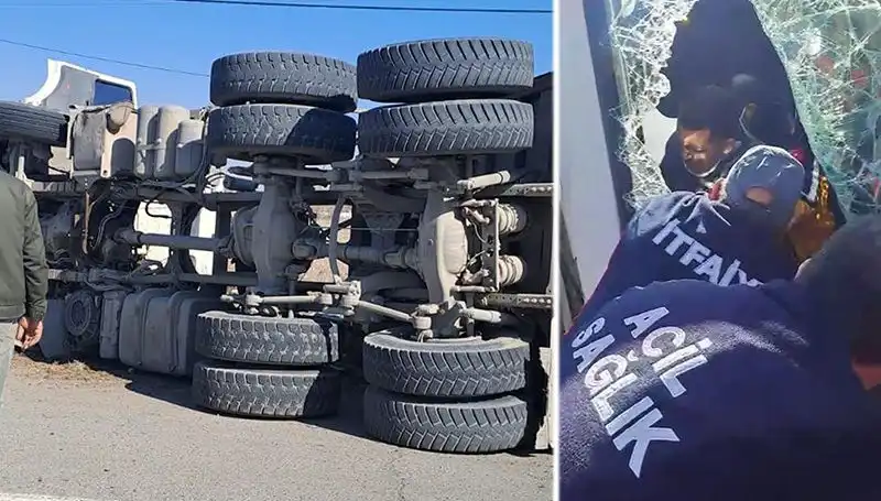 Kamyon Virajda Dengesini Kaybetti: Feci Kaza Sonrası Olay Yerinde Panik Hüküm Sürdü