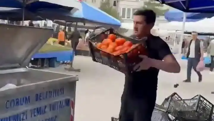 Domatesleri Çöpe Döken Pazarcıya Şok Edici Para Cezası Kesildi!